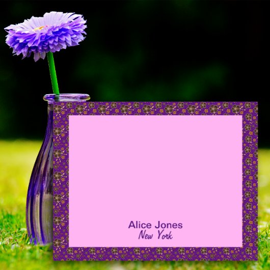 紫色茶色天然花 ノートパッド