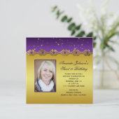 紫色菓子16および金ゴールドのアメジストの星 招待状 (スタンド正面)