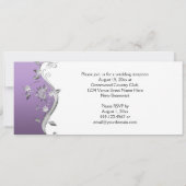 紫色華麗な銀の花と渦巻きの披露宴 招待状 (裏面)