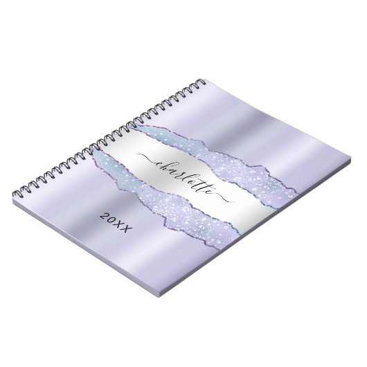 紫色薰衣草银色玛瑙大理石名称 ノートブック (左側)