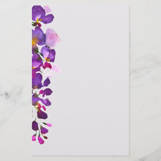 紫色藤の花　名入れ 便箋 (裏面)