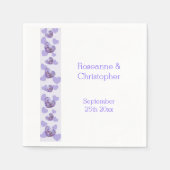 紫色藤ハートデザイン結婚ズ スタンダードカクテルナプキン (正面)