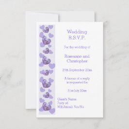 紫色藤ハートデザイン結婚ズ 出欠カード