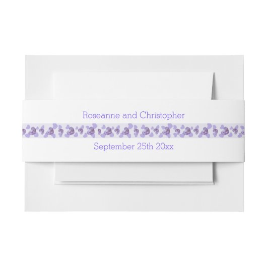 紫色藤ハートデザイン結婚ズ 招待状ベリーバンド (正面例)