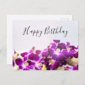 紫色蘭花在白色背景上的生日 ポストカード (正面/裏面)