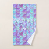 紫色虹彩の人魚の鱗のグリッター バスタオルセット (ハンドタオル)