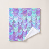 紫色虹彩の人魚の鱗のグリッター バスタオルセット (ウォッシュタオル)