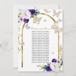 紫色蝶々キンチアネラ名誉パドリノスカード 招待状