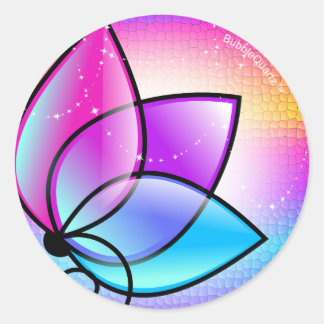 紫色輝くの花のシール ラウンドシール