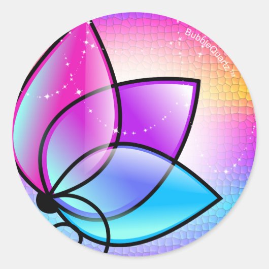 紫色輝くの花のシール ラウンドシール (正面)