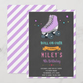 紫色轮滑派对邀请函 招待状 (正面/裏面)