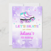 紫色轮滑鞋生日邀请函 招待状 (正面)