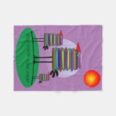 紫色退職したな先生のフリースブランケットの本の鳥 フリースブランケット (正面(横))