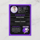 紫色野球トレーディングカードギフト野球選手 コーリングカード (裏面)