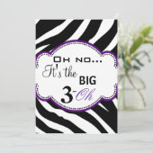 紫色野生のシマウマのプリントの汚れた30招待 招待状 (スタンド正面)