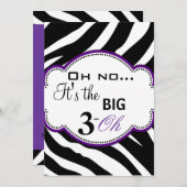 紫色野生のシマウマのプリントの汚れた30招待 招待状 (正面/裏面)