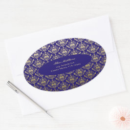 紫色金ゴールドパター結婚ン差出人住所 楕円形シール