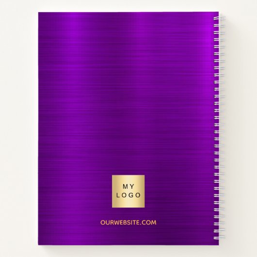 紫色金箔のエレガントなロゴシグネチャー ノートブック (裏面)