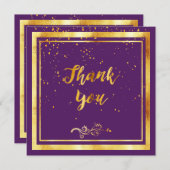 紫色金箔優雅な感謝 サンキューカード (正面/裏面)