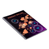 紫色霓虹蝴蝶女孩心可爱定制名字 ノートブック (右側)