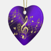 紫色音楽ノートおよびクレフ、音符記号のクリスマスのオーナメント セラミックオーナメント (左)