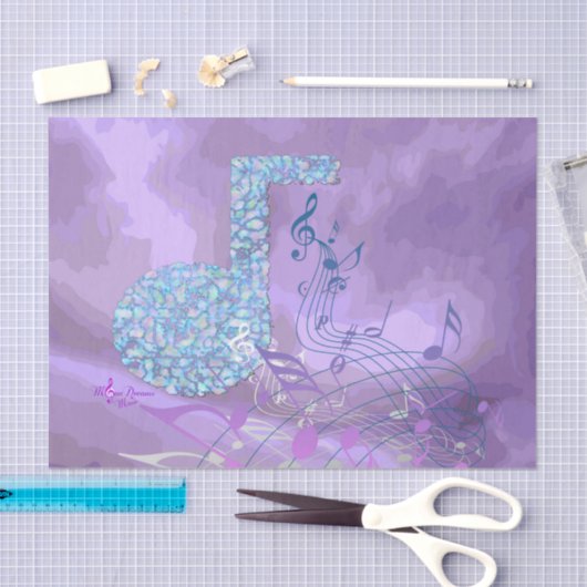 紫色音楽ノートの抽象的なティッシュペーパーか1枚のシート 薄葉紙 (クラフト)