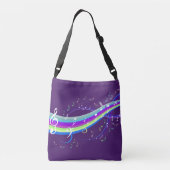 紫色音楽ノートの波のトートバック クロスボディバッグ (裏面)