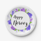 紫色風信子花環新年快樂諾魯茲 ペーパープレート (正面)