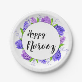 紫色風信子花環新年快樂諾魯茲 ペーパープレート