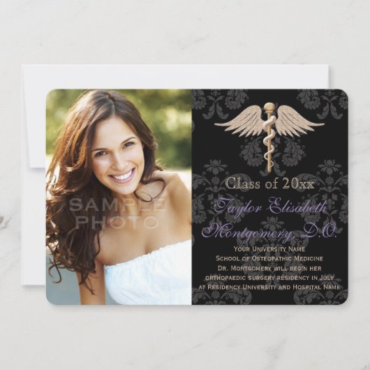 紫色骨症薬DO学校卒業 招待状 (正面)