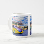 紫色黄色いドライブ・インで改造して下さい コーヒーマグカップ (正面左)