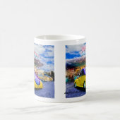 紫色黄色いドライブ・インで改造して下さい コーヒーマグカップ (中央)