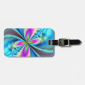 紫色黄色青く白熱［赤熱］光を放つな翼 ラゲッジタグ (正面横)