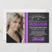 紫色黑板照片毕业公告 招待状 (正面)