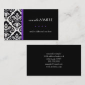 紫色黒く及び白いダマスク織 名刺 (正面/裏面)