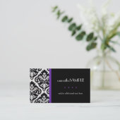 紫色黒く及び白いダマスク織 名刺 (スタンド正面)