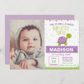 紫色龜殻の誕生日招待状（写真付き） 招待状 (正面/裏面)