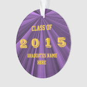 紫色2015および金ゴールドの円形のオーナメントのクラス オーナメント (正面)