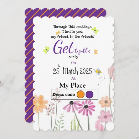 紫色 の 春 招待状 (正面/裏面)