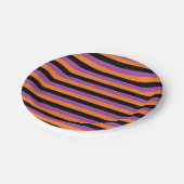 紫色、オレンジおよび黒のストライプ ペーパープレート (アングル)