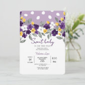 紫色 | カラフルな花のベイビーシャワー 招待状 (スタンド正面)