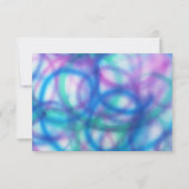 紫色、ティール（緑がかった色）および青いRSVP. 出欠カード (裏面)