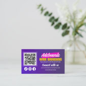紫色、ピンクのアフリカン ヘアー QRコードでつながろう 名刺 (スタンド正面)