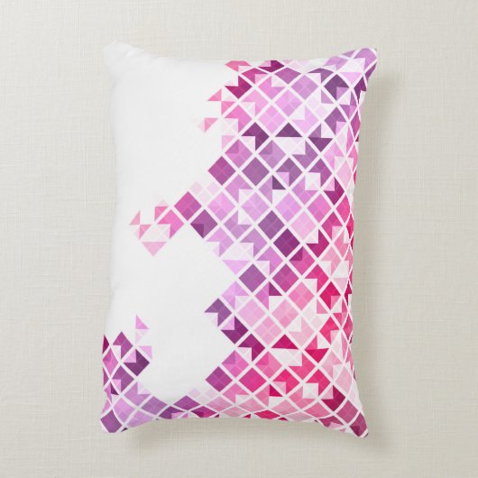 紫色、ピンク及び白く幾何学的なパターン アクセントクッション (裏面(縦))