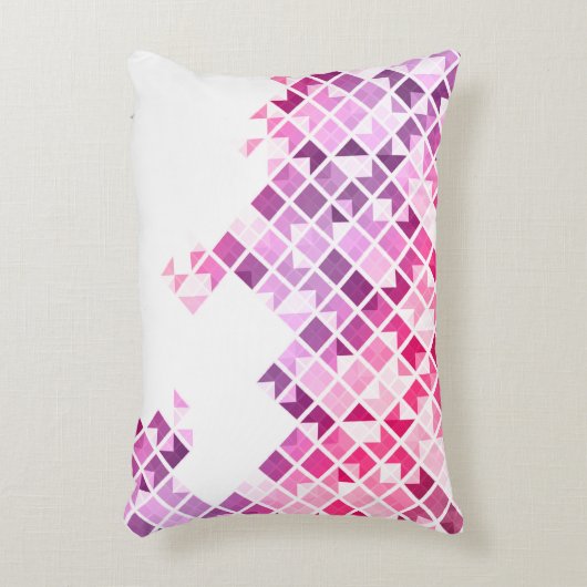 紫色、ピンク及び白く幾何学的なパターン アクセントクッション (正面(垂直))