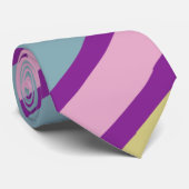 紫色、ピンク、ティール(緑がかった色)および黄色くストライプのなタイ ネクタイ (ロール)