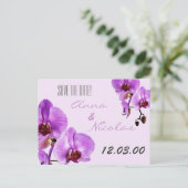 紫色 フレッシュカットの蘭 案内ポストカード (スタンド正面)