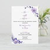 紫色 ラベンダー & シルバー 花の リハーサル ディナー I 招待状 (スタンド正面)