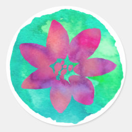 紫色 多色 熱帯花 ラウンドシール
