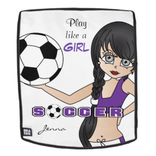 紫色、女の子のサッカーのような演劇 バックパック